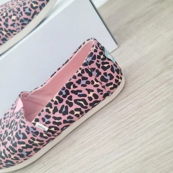 Toms Alpargata Pink Leopard Print Barbie Slip On Canvas Lisa Frank Shoes 6.5 - Picture 2 of 10
